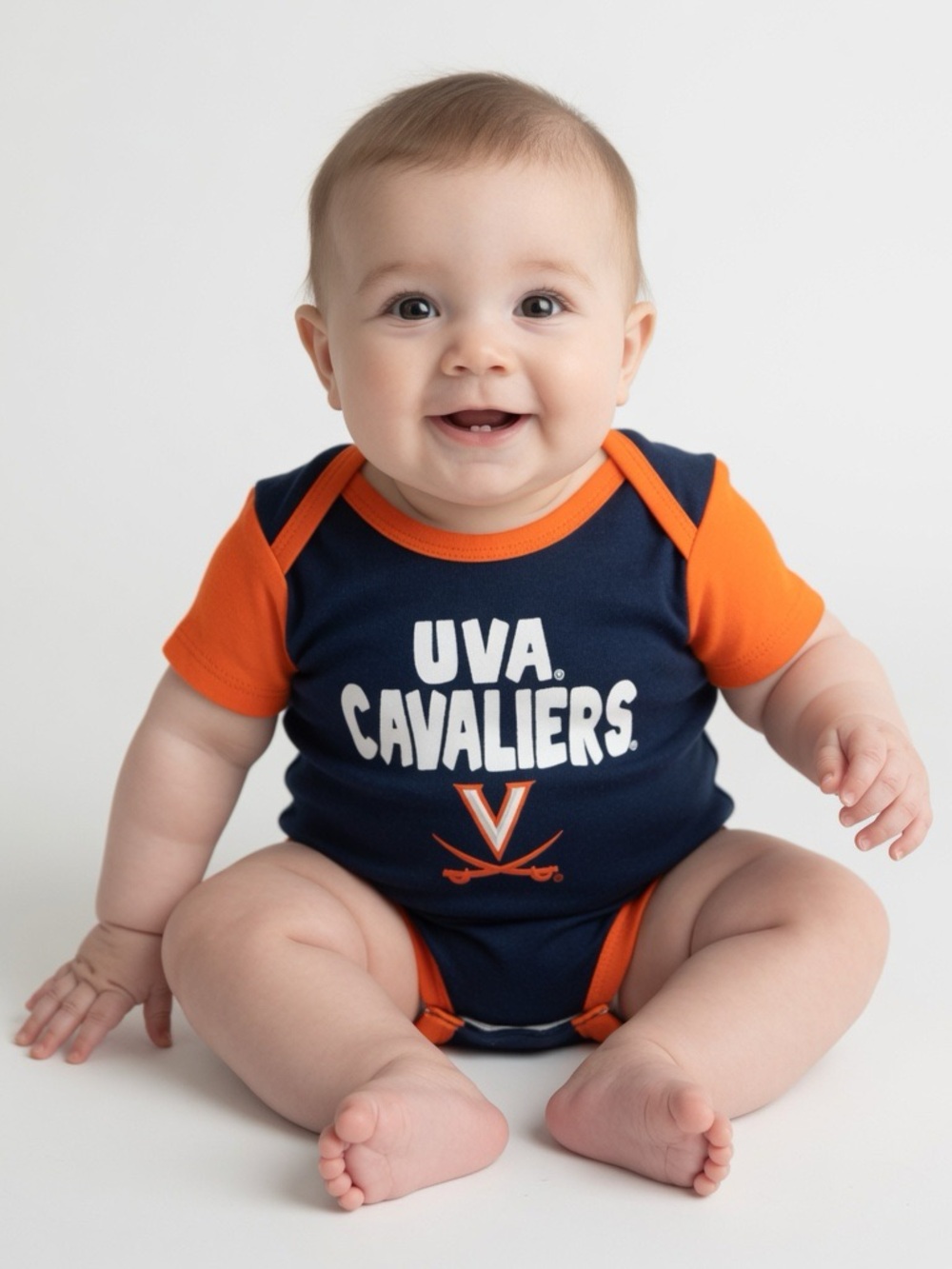 UVA Cavaliers Navy and Orange Baby One-Piece Bodysuit